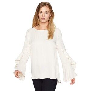 Bardot Nordstrom Ruffle Top Size XS Long Bell Sleeve Champagne Pink NWT B21